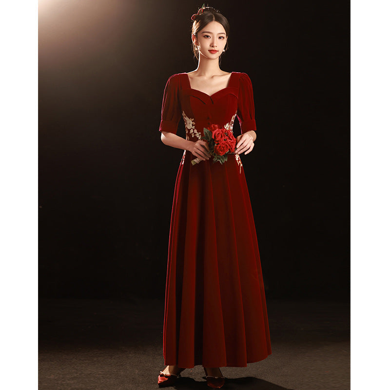 2025 Velvet toasts bride high waist long new spring and summer small wedding plus size engagement dress