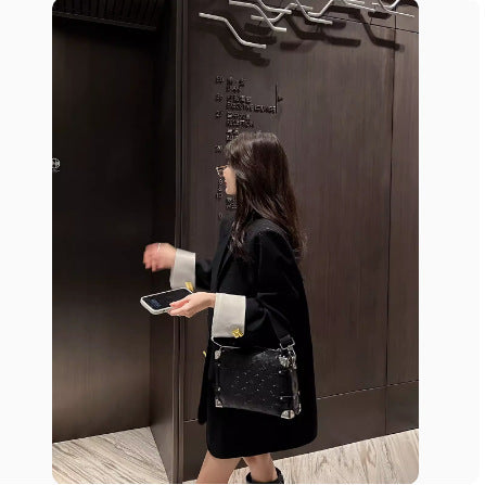 Black blazer women's 2025 spring clothing high sense this year popular loose temperament commuter casual suit top