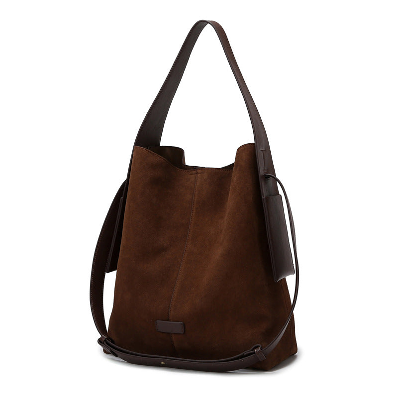 2025 Bucket bag women's spring fashion embossed shoulder bag large capacity high sense handbag work commuter bag