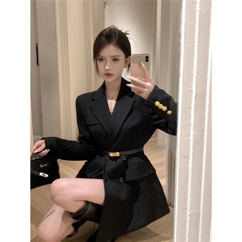 2025 spring new blazer women's high-end fried street design sense niche casual coffee color thin small suit