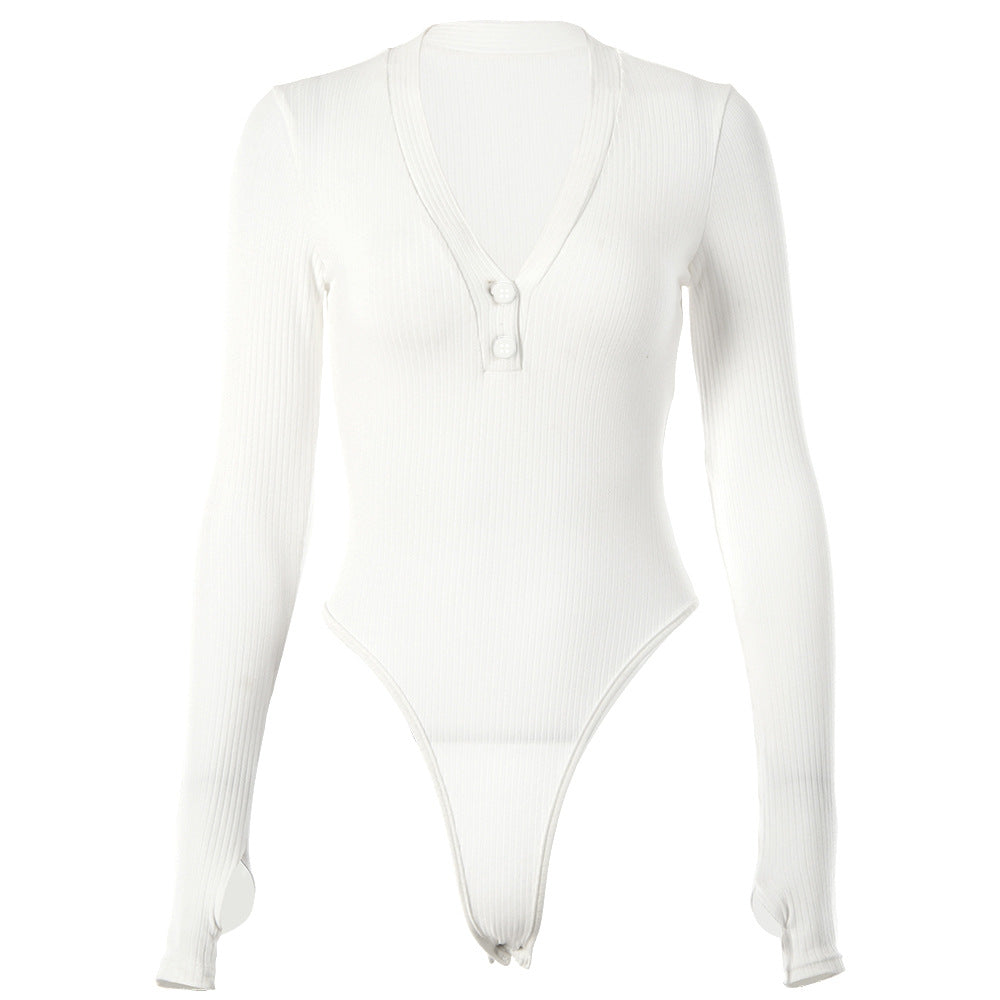 2025 popular Spice Girls style V-neck tight bottoming shirt summer, solid color sexy low-cut onesie