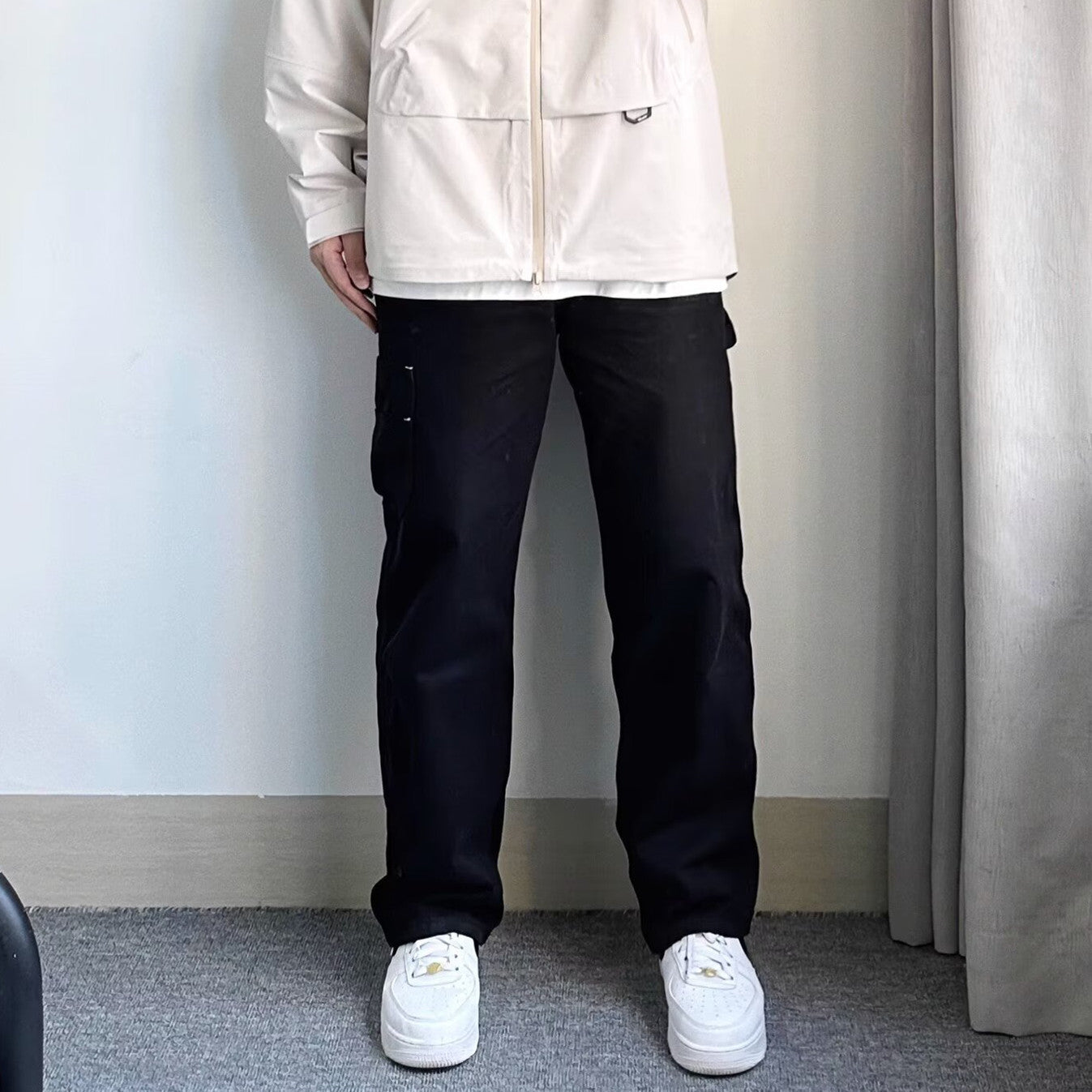 Bonsir fall mens outfits American High Street Hiphop Wide Leg Overalls Men's Spring and Autumn Thin Khaki Loose Casual Straight Pants