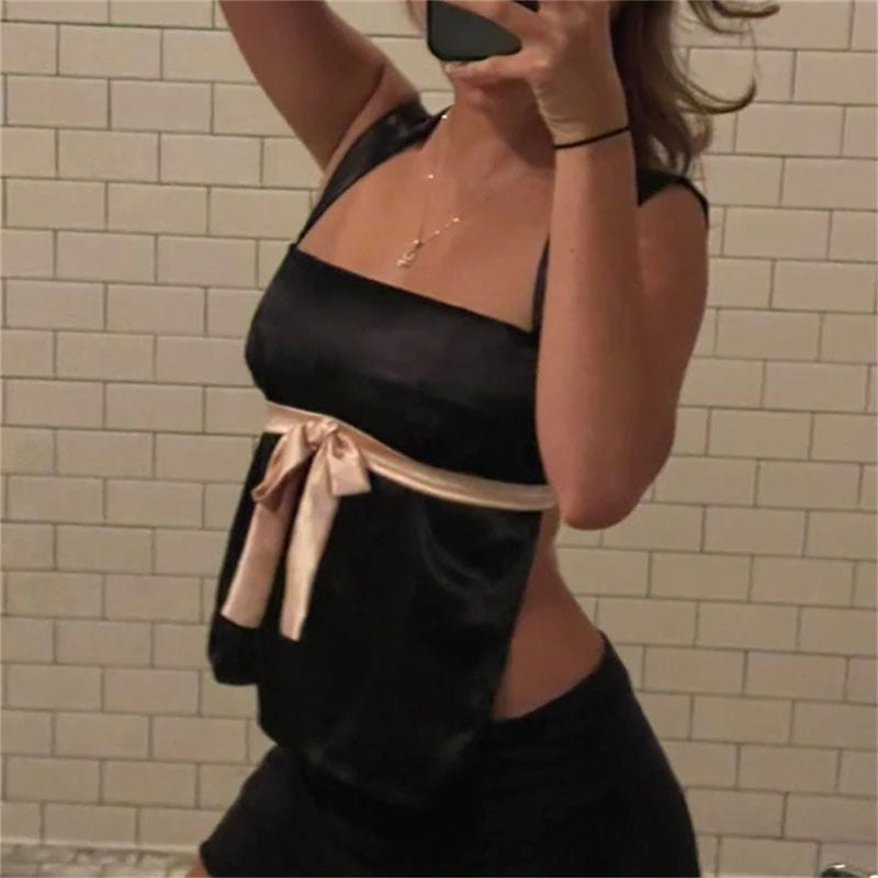 2025 New explosion, sexy suspender low-cut top, women's summer hot sale, strap contrasting color slim vest