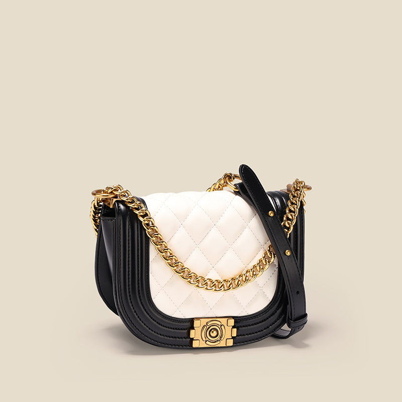 2025 Spring and summer new diamond lock armpit bag niche women's bag high-end versatile chain bag single shoulder crossbody saddle bag