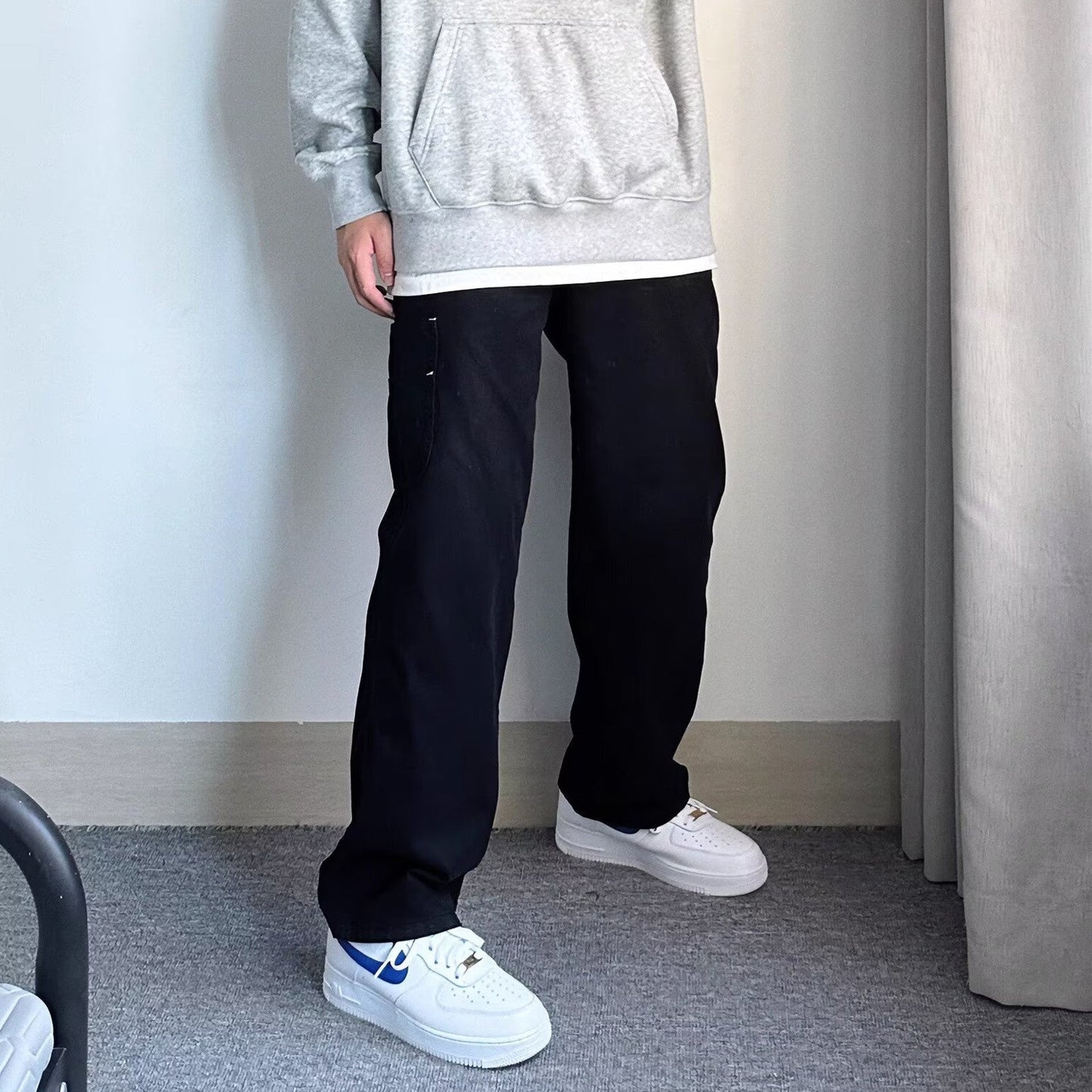 Bonsir fall mens outfits American High Street Hiphop Wide Leg Overalls Men's Spring and Autumn Thin Khaki Loose Casual Straight Pants