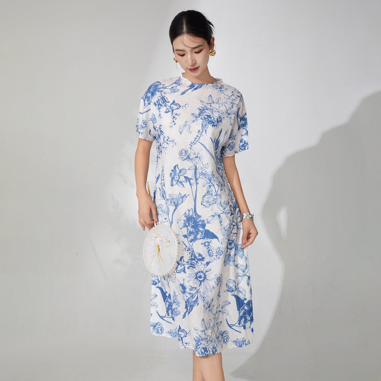 2025 new Chinese style high-end dress retro printing fashion temperament elegant loose skirt summer