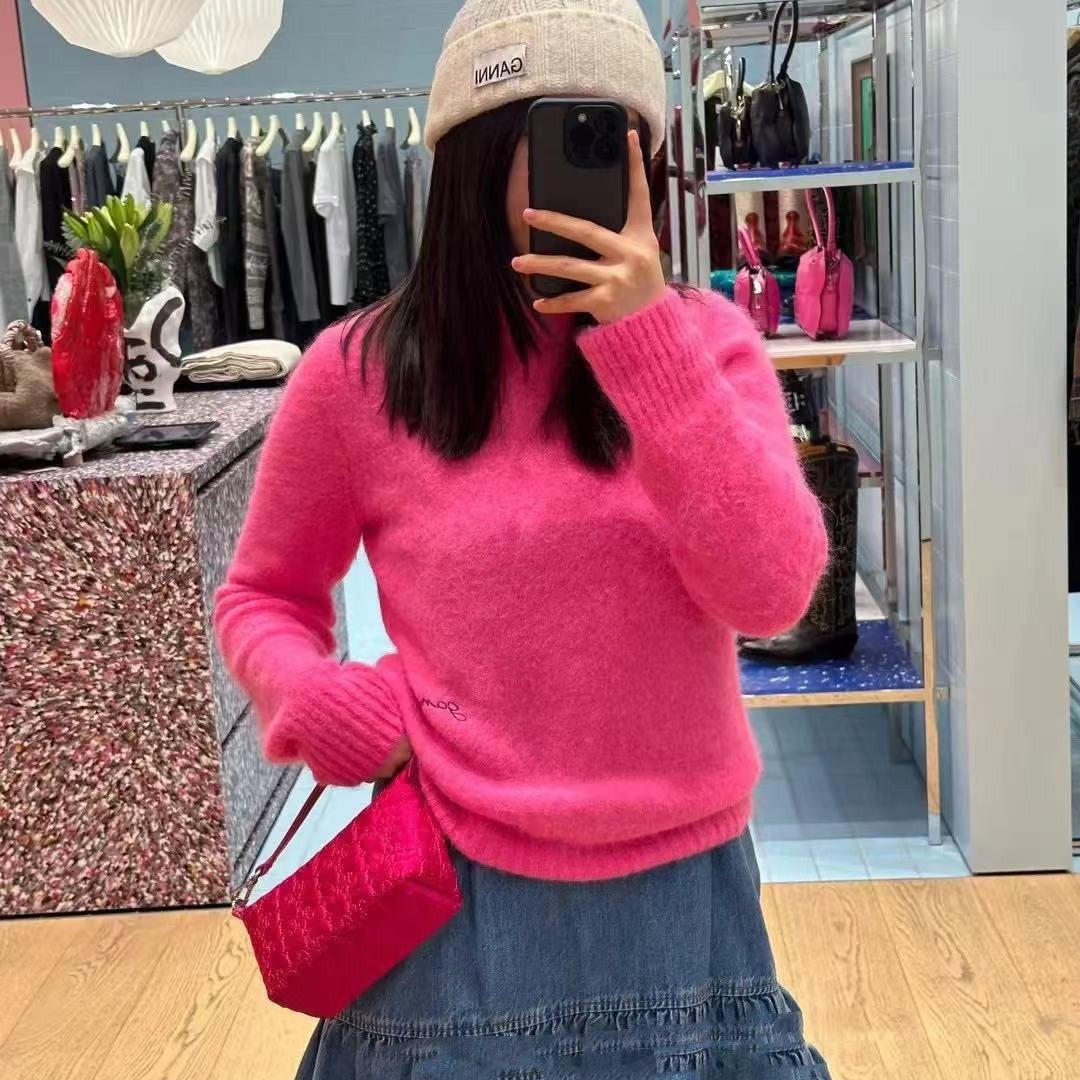 2025 Cross-border Nordic GA 24 spring and summer new round neck embroidered wool blended casual pullover knitted sweater 31644