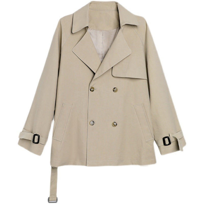 trench coat women's short small 2025 new spring and autumn British style is popular this year, Korean version of drape temperament coat women