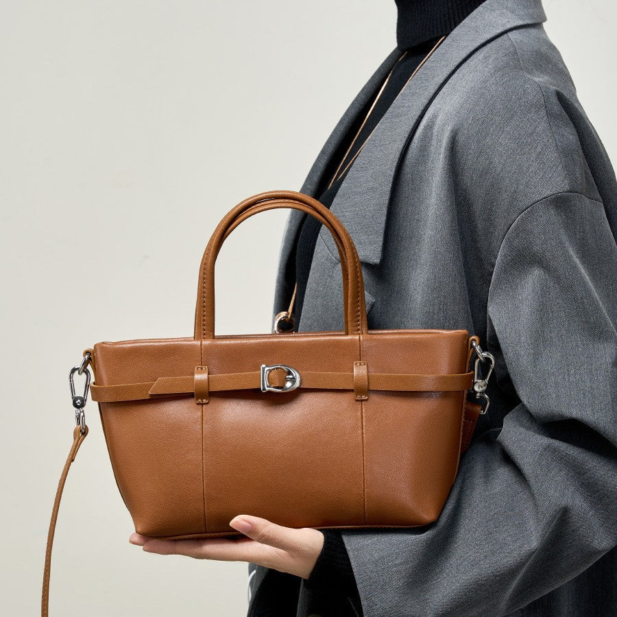 2025 Leather handheld women's bag vegetable basket bag popular new autumn and winter shoulder messenger commuter bag