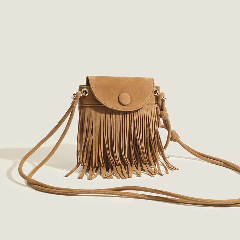 2025 fashion women's bags Popularan beautiful women's bags, versatile women's casual shoulder oblique span fringed bags, small bags summer women's bags