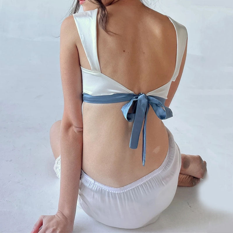 2025 New explosion, sexy suspender low-cut top, women's summer hot sale, strap contrasting color slim vest