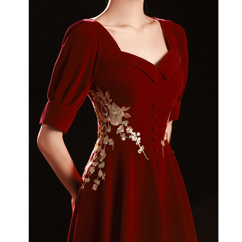 2025 Velvet toasts bride high waist long new spring and summer small wedding plus size engagement dress