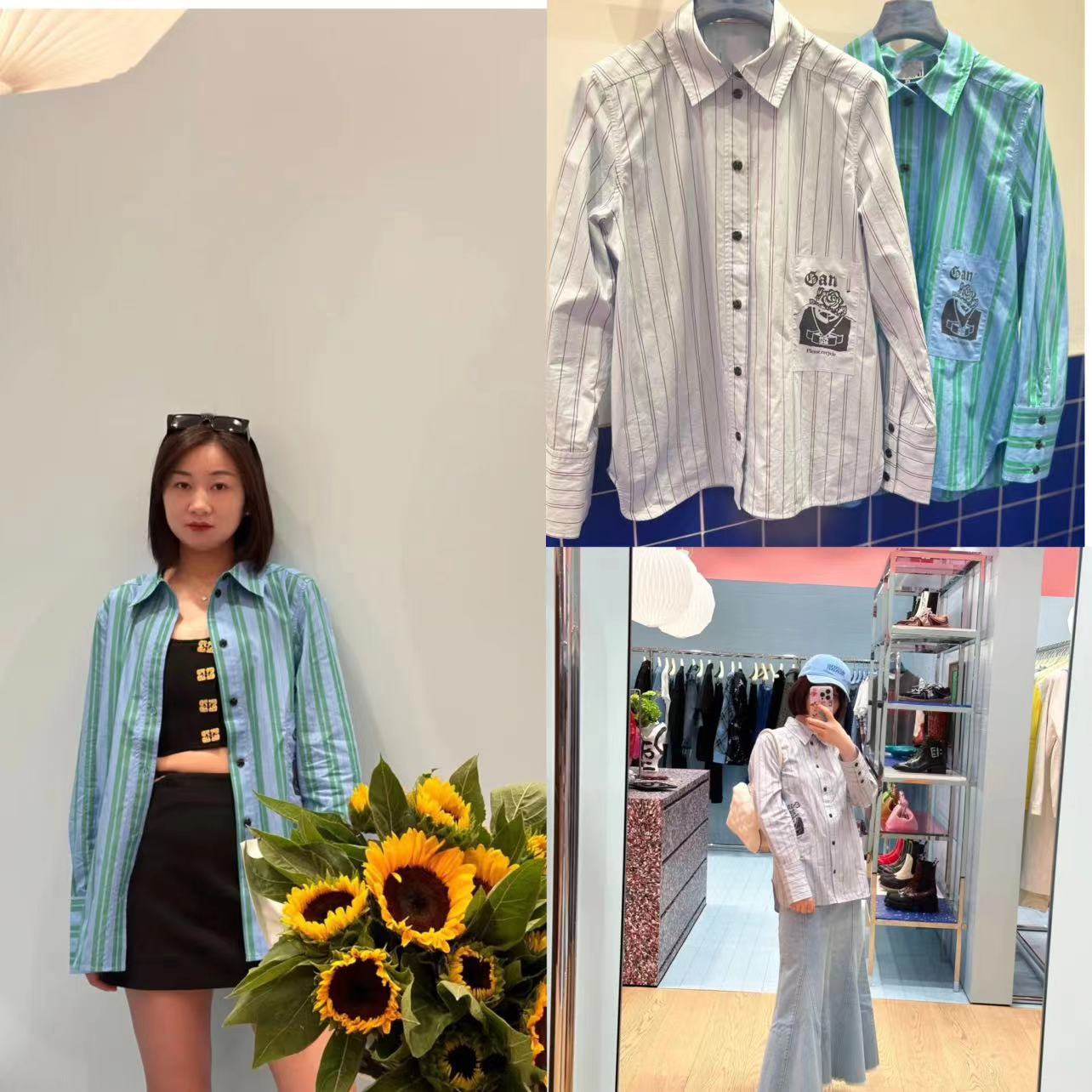 2025 Striped shirt women's thin popular new long-sleeved shirt commuting versatile summer long-sleeved shirt striped shirt retro style