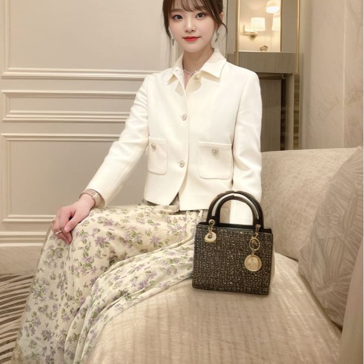 spring and summer new design floral skirt women's gentle wind temperament pleated a word medium and long skirt L1076