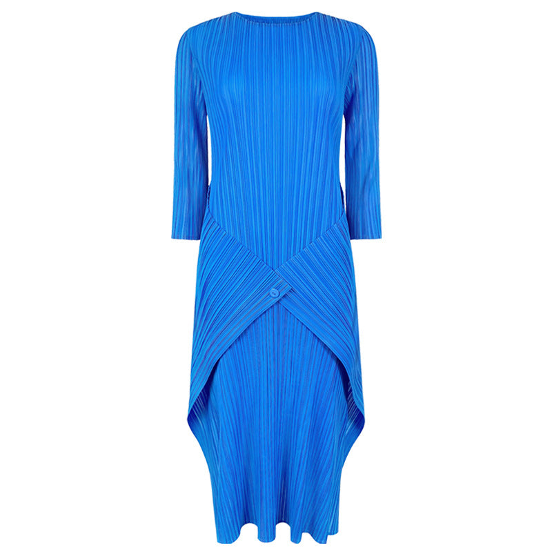 Women's clothing 2025 spring new casual double spell waist Korean version design sense niche Platycodon pleated temperament dress