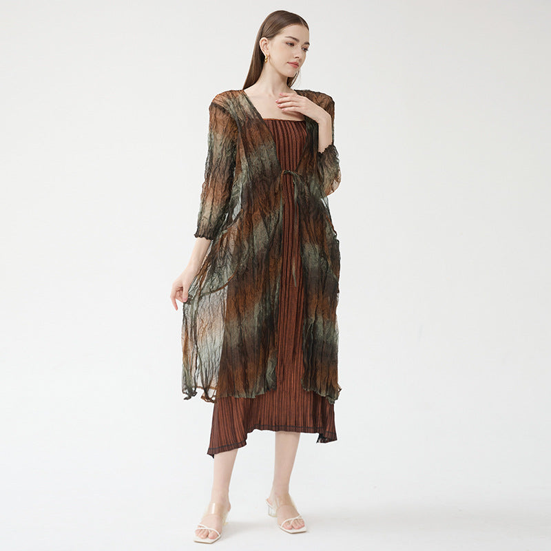 2025 spring and summer new Xiaoxiangfeng dress winter women's design sense long sleeve pleated fashion slim two-piece set