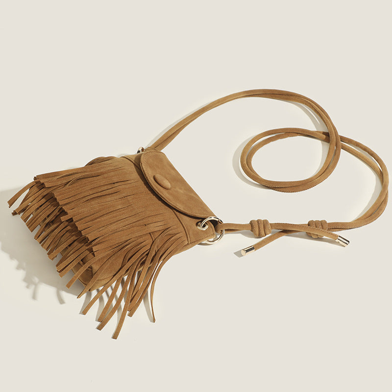 2025 fashion women's bags Popularan beautiful women's bags, versatile women's casual shoulder oblique span fringed bags, small bags summer women's bags