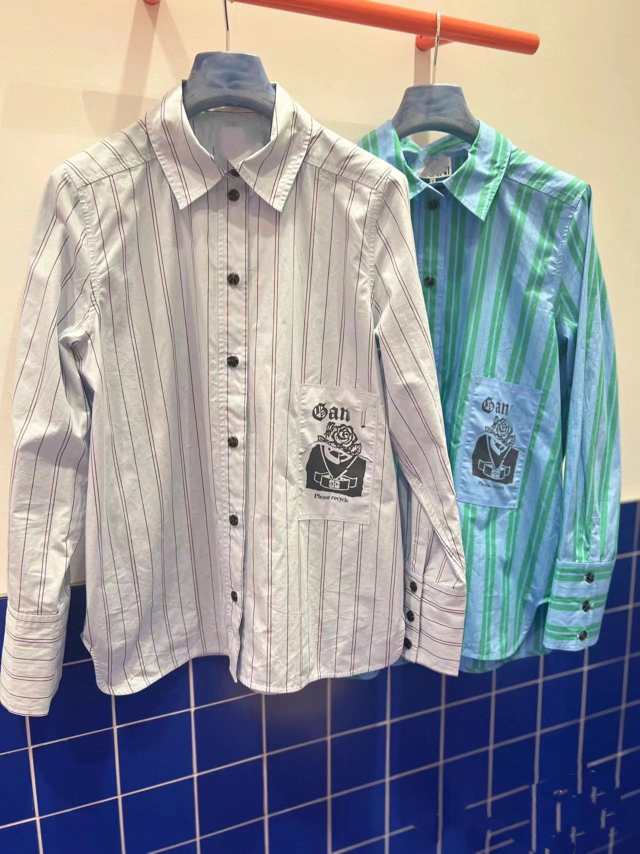 2025 Striped shirt women's thin popular new long-sleeved shirt commuting versatile summer long-sleeved shirt striped shirt retro style