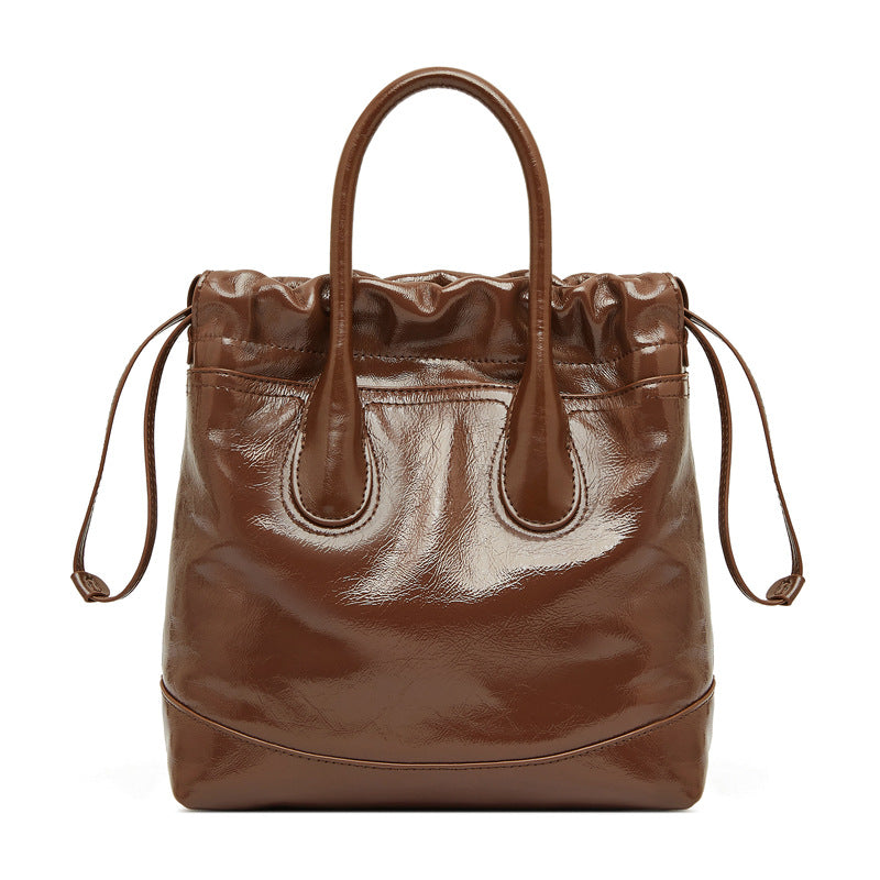 2025 Wandering bag popular new autumn and winter high-end wrinkled tote handbag niche drawstring chain shoulder messenger bag