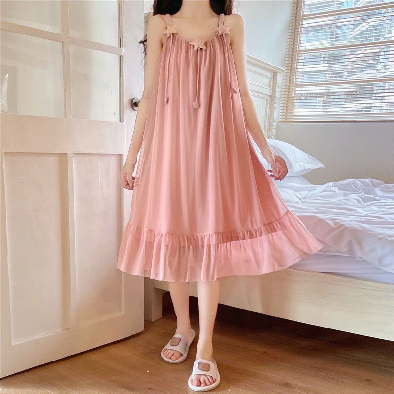 2025 ins wind pure desire mesh sling summer pajamas female Japanese sweet fairy star princess pajamas thin homewear