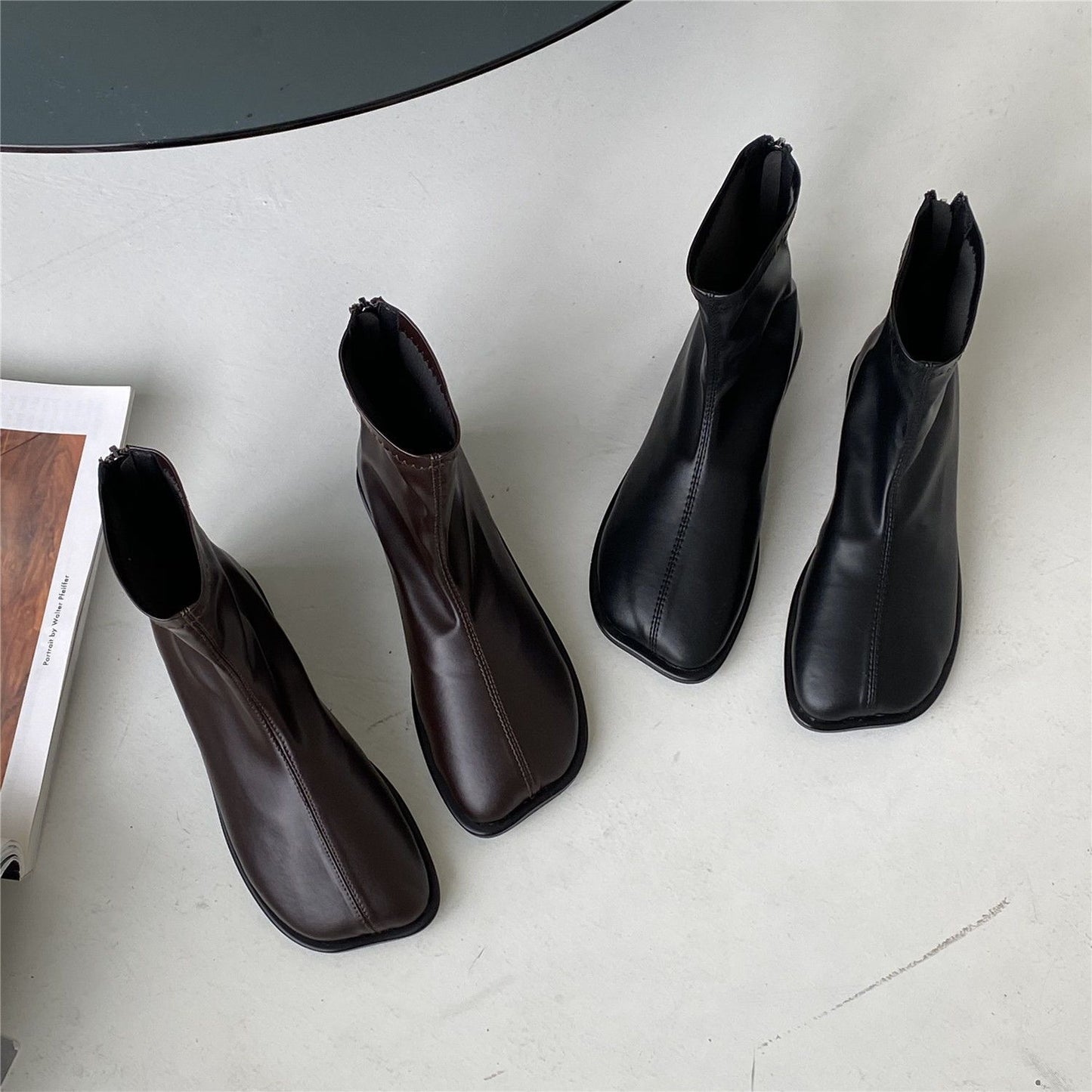 2025 Martin boots women's autumn and winter new mango head velvet British style short boots flat back zipper short boots