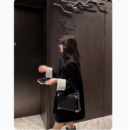 Black blazer women's 2025 spring clothing high sense this year popular loose temperament commuter casual suit top