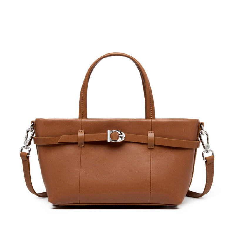 2025 Leather handheld women's bag vegetable basket bag popular new autumn and winter shoulder messenger commuter bag