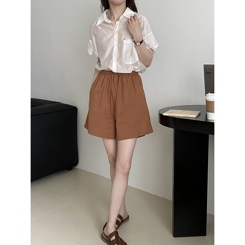 2025 popular Summer Korean Casual Loose Design Hot Pants Tightening Waist Skinny Sports Shorts 3019-1