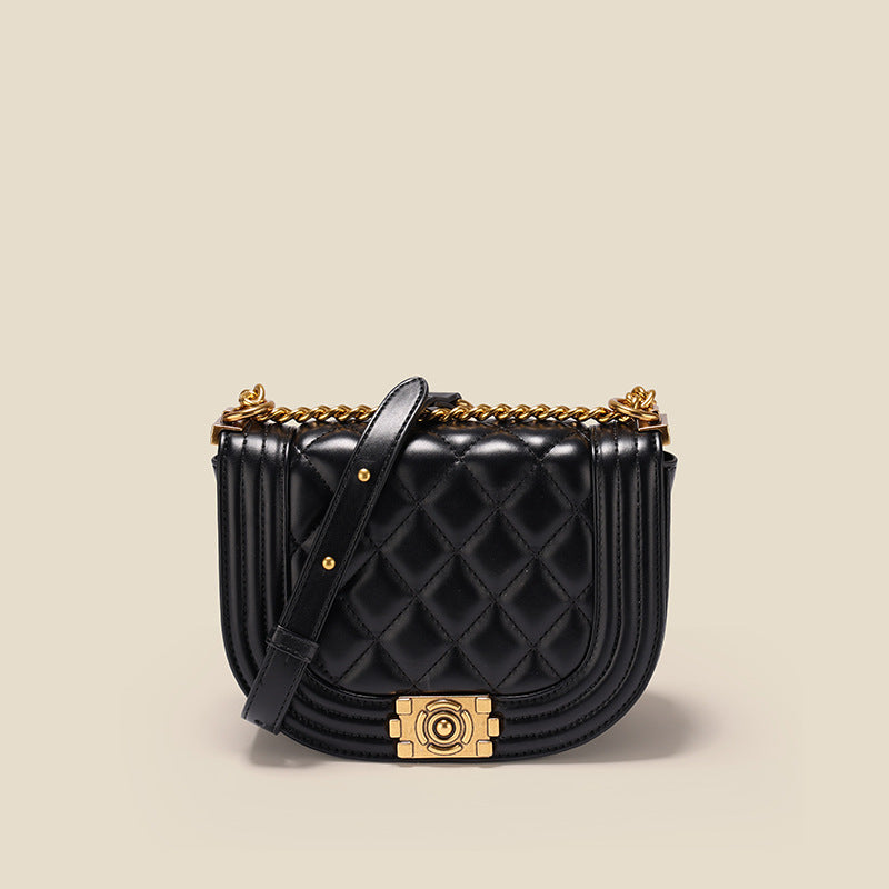 2025 Spring and summer new diamond lock armpit bag niche women's bag high-end versatile chain bag single shoulder crossbody saddle bag