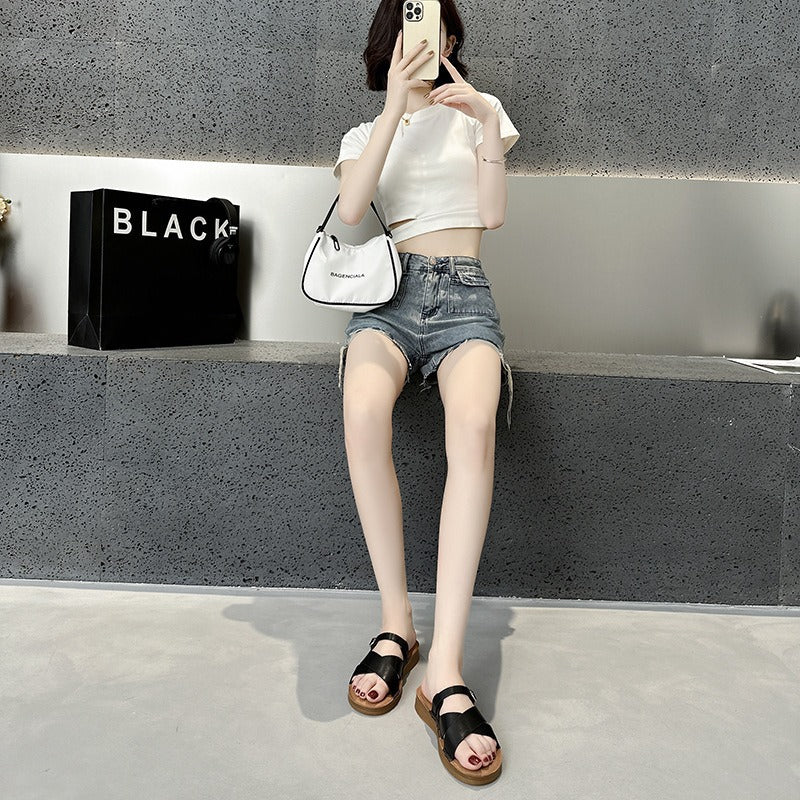 2025 popular summer new leather cowhide beef tendon soft bottom cool slippers wear non-slip flat bottom beach cross women's shoes