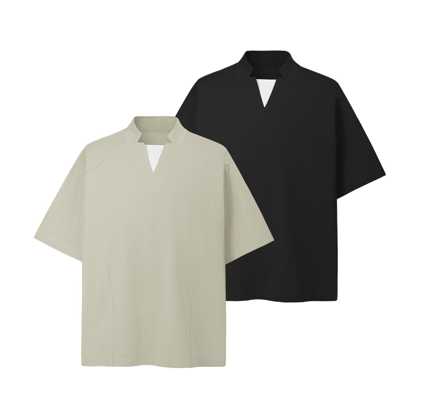 2025 9652 2025n 2025 Summer Neutral Premium Sense Fake Two Pieces Retro Deconstruction Design Men's Premium Sense Short Sleeve T-Shirt