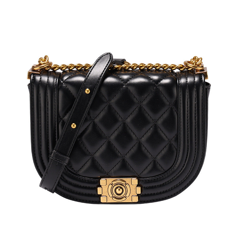 2025 Spring and summer new diamond lock armpit bag niche women's bag high-end versatile chain bag single shoulder crossbody saddle bag