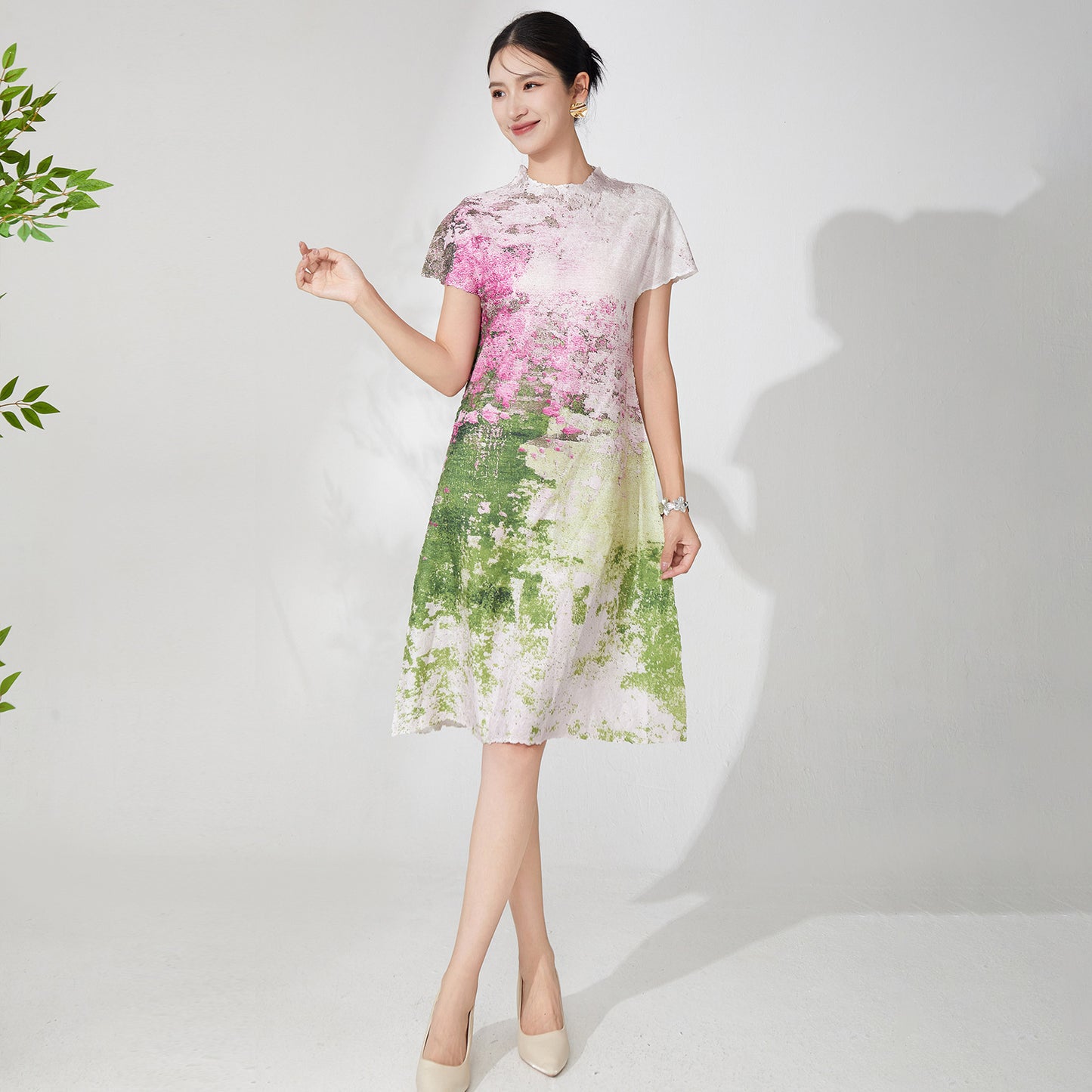 Women's high-quality big-name summer 2025 new loose-print A-shaped skirt vacation style travel dress