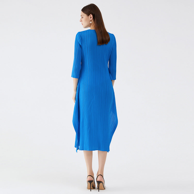 Women's clothing 2025 spring new casual double spell waist Korean version design sense niche Platycodon pleated temperament dress