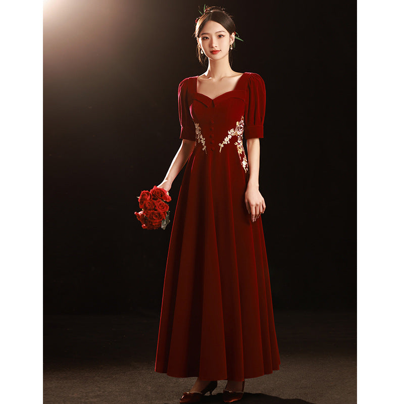 2025 Velvet toasts bride high waist long new spring and summer small wedding plus size engagement dress