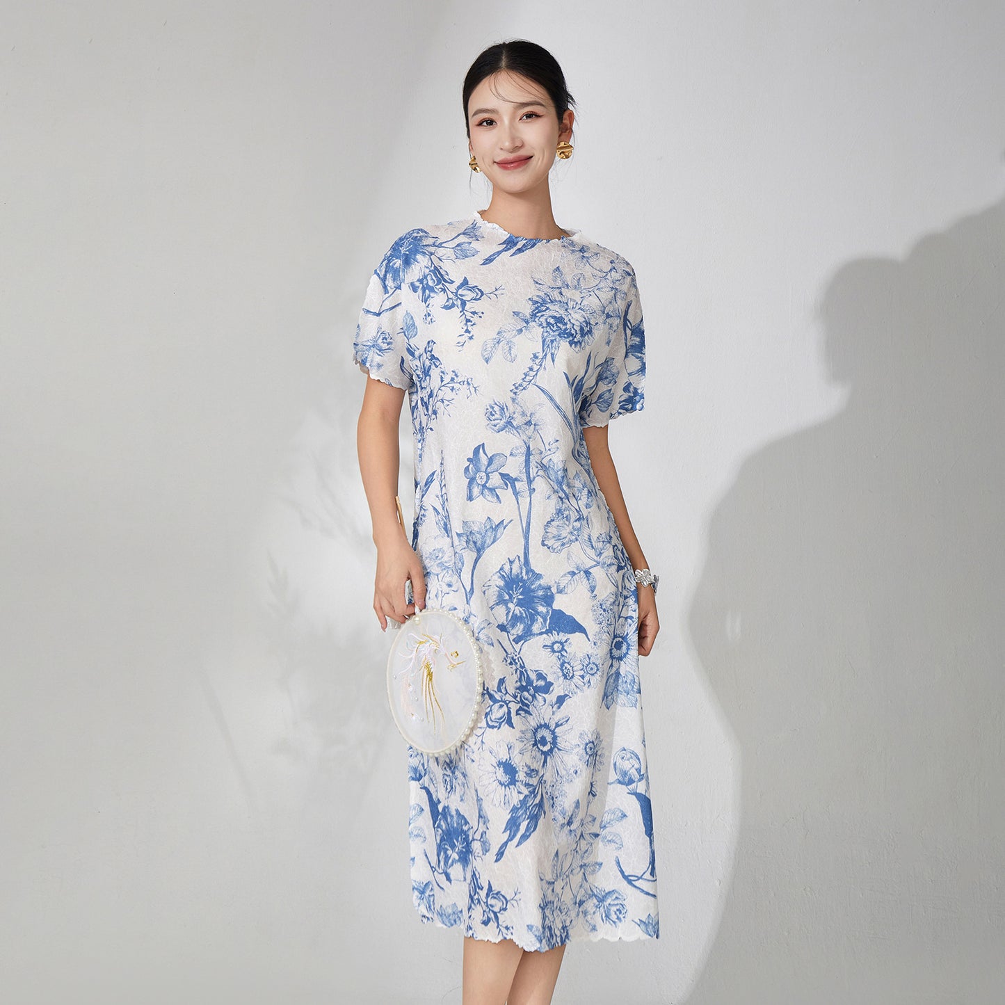 2025 new Chinese style high-end dress retro printing fashion temperament elegant loose skirt summer