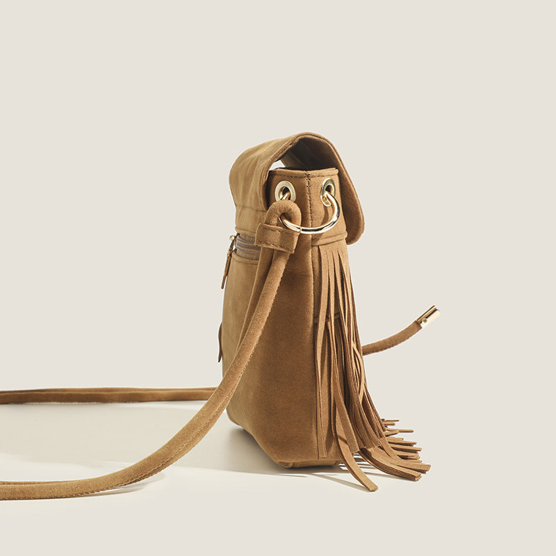 2025 fashion women's bags Popularan beautiful women's bags, versatile women's casual shoulder oblique span fringed bags, small bags summer women's bags