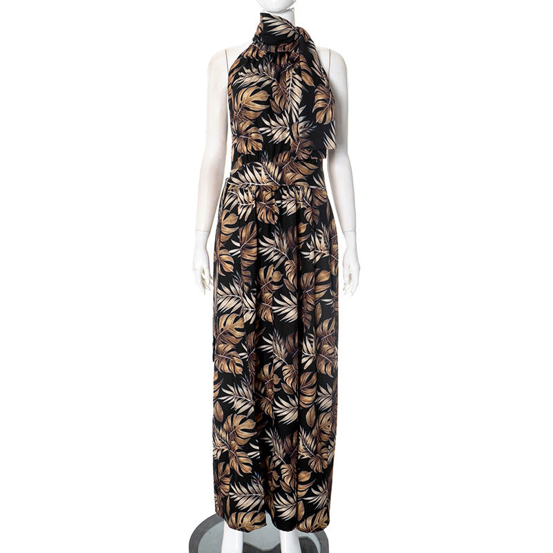 2025 Y24DS688 Cross-border 2025 style 2025 spring women's clothing fashion printing sexy high split long dress wholesale