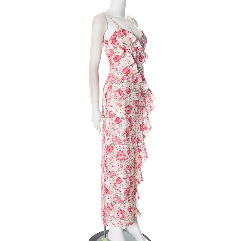 2025 F24DS368 2025 style 2025 spring new women's clothing fashionable and elegant high split print dress