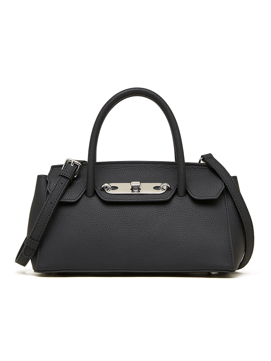 Textured platinum Kelly bag new versatile first-layer cowhide handbag fashionable shoulder messenger bag