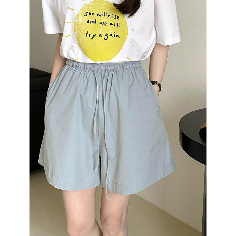 2025 popular Summer Korean Casual Loose Design Hot Pants Tightening Waist Skinny Sports Shorts 3019-1