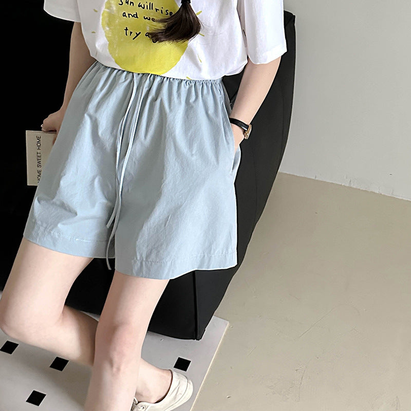 2025 popular Summer Korean Casual Loose Design Hot Pants Tightening Waist Skinny Sports Shorts 3019-1