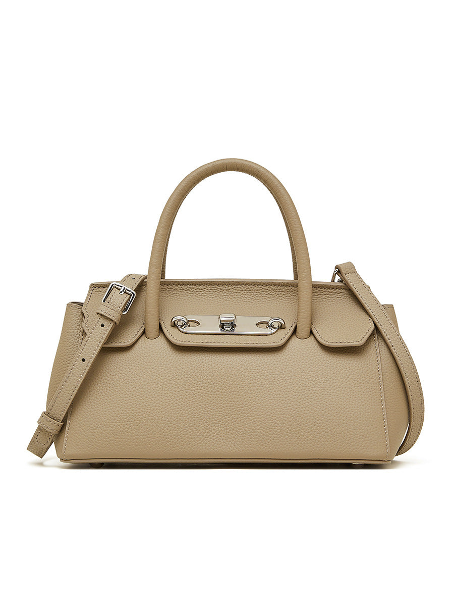 Textured platinum Kelly bag new versatile first-layer cowhide handbag fashionable shoulder messenger bag