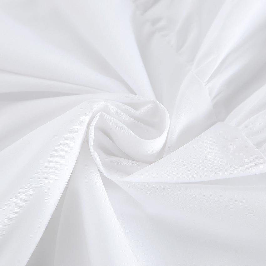 2025 Spring and summer versatile white temperament dress round neck sexy bow lace elegant loose short skirt women's clothing