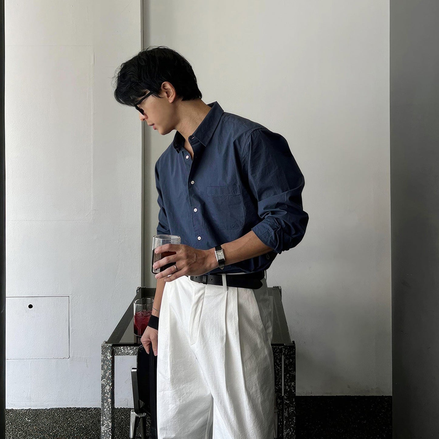 sanyamk homecoming outfits for guys Long Sleeve Shirt Men's Korean Style 2024 New Lapel Casual Lazy Style Shirt High-Grade Ruan Handsome Shirt Jacket