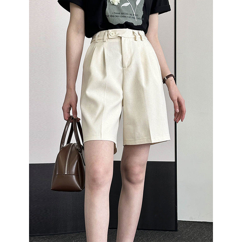 2025 popular spring and summer new suit shorts for women, Korean high-waisted loose and comfortable drape casual pants for women 246662