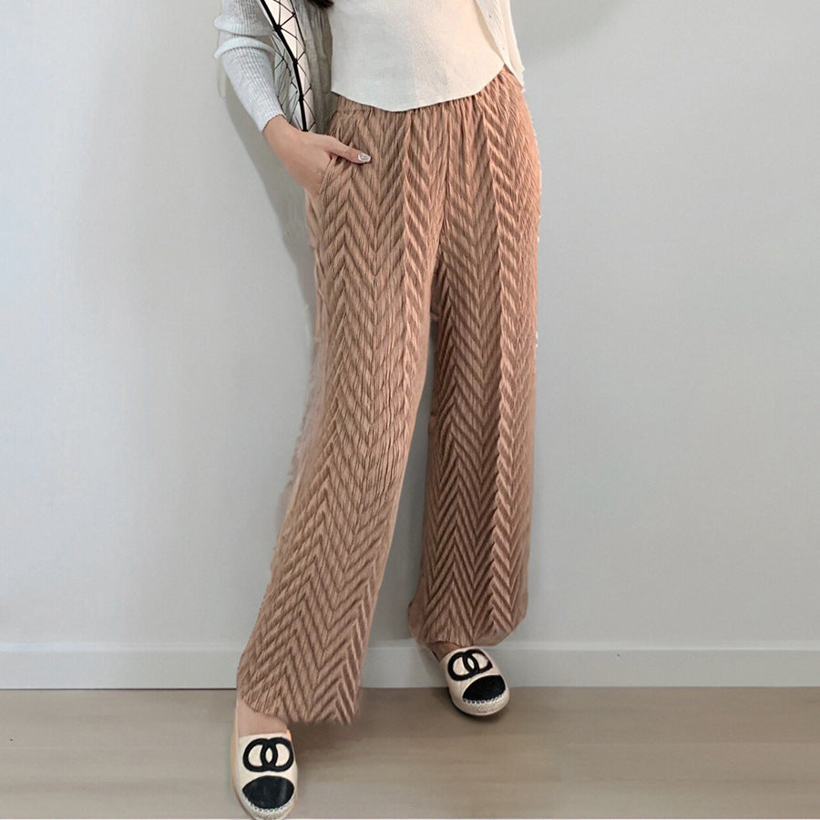 three-dimensional pleated pants children's loose straight-leg pants autumn popular new design sense niche fashion casual pants