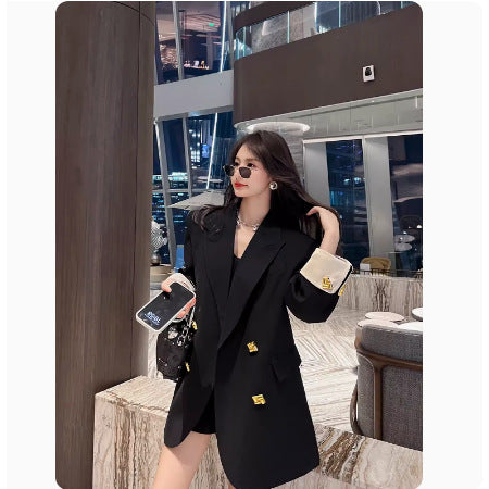 Black blazer women's 2025 spring clothing high sense this year popular loose temperament commuter casual suit top