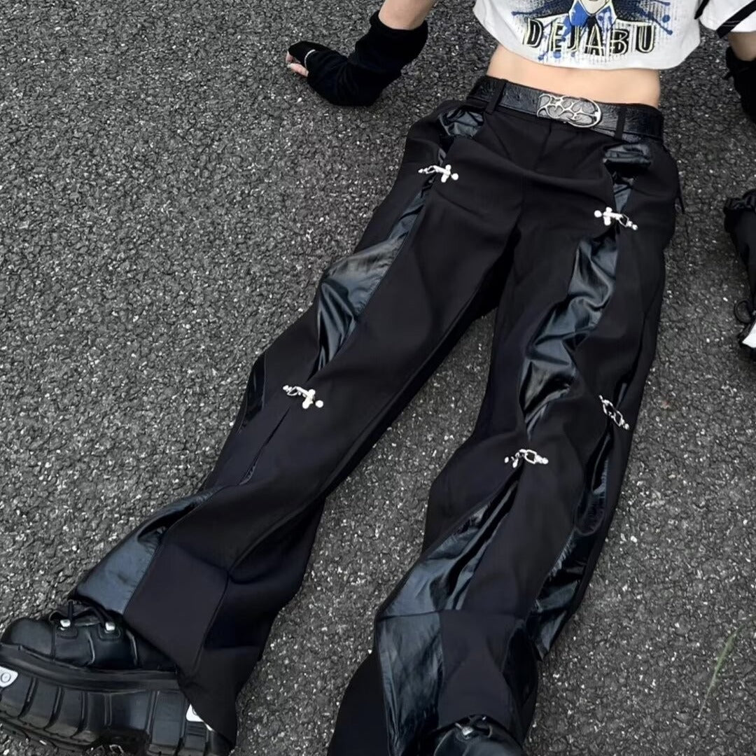 sanyamk guy costumes New Style Metal Stitching Deconstruction Suit Pants Draping High-End Hip Hop Pants Men's High Street American Casual Straight Pants Men