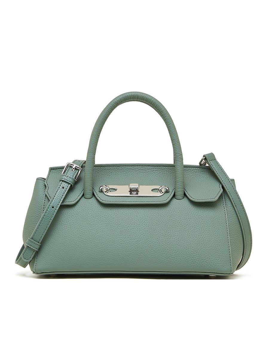 Textured platinum Kelly bag new versatile first-layer cowhide handbag fashionable shoulder messenger bag
